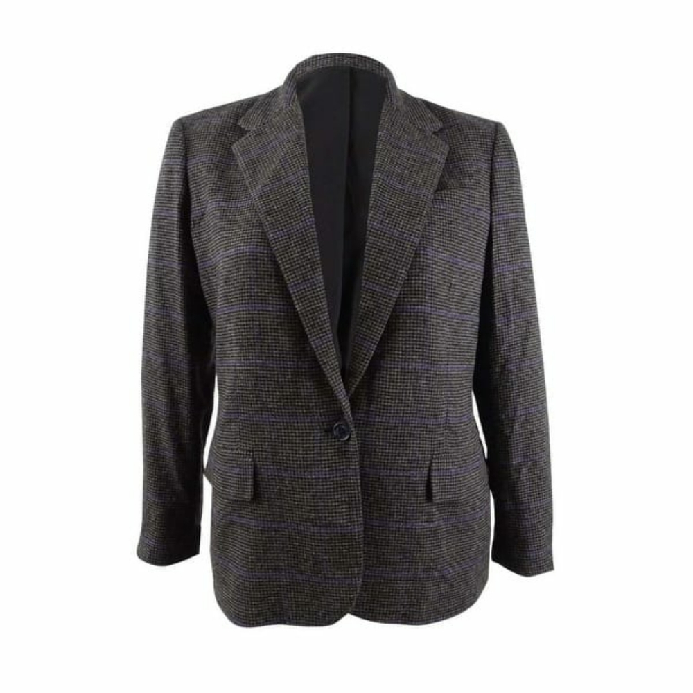 Lauren Ralph Lauren Wool Blend Suit Jacket Purple Multi